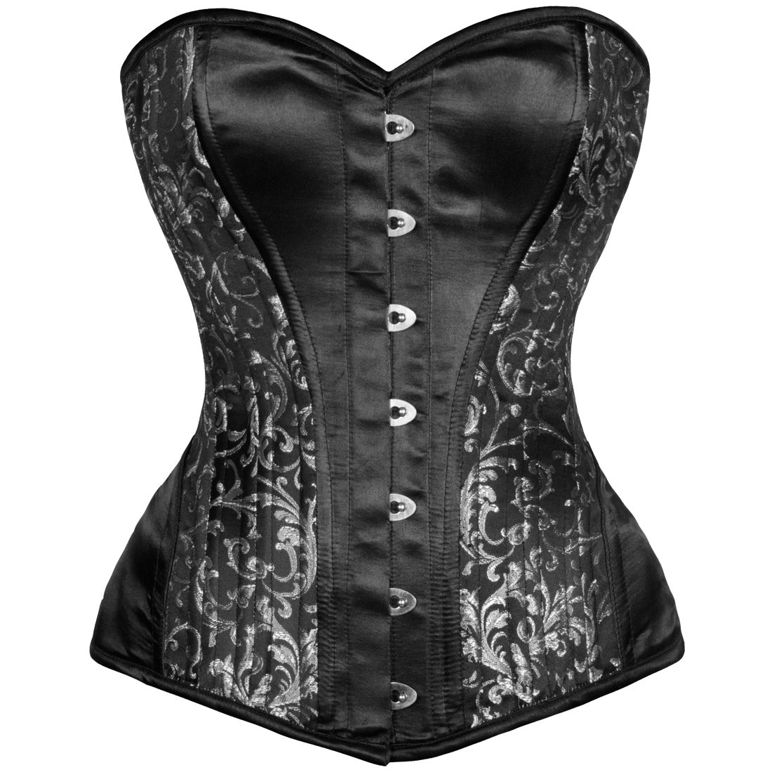 Tzila Black Classy Overbust Satin Corset - Corset Revolution