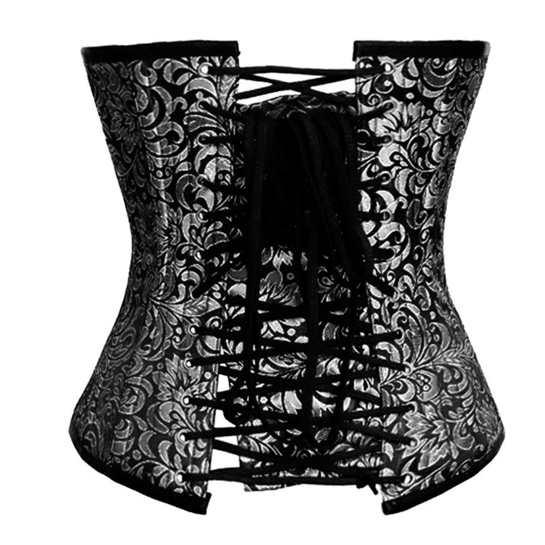 Jadwiga Underbust Gothic Black_Silver Authentic Steel Boned Corset - Corset Revolution