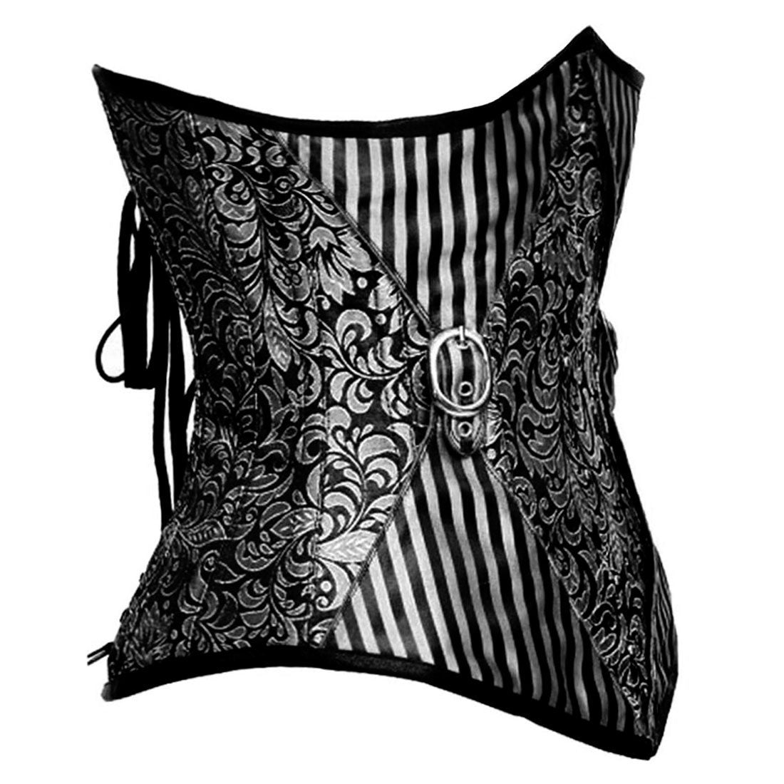 Jadwiga Underbust Gothic Black_Silver Authentic Steel Boned Corset - Corset Revolution