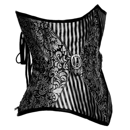 Jadwiga Underbust Gothic Black_Silver Authentic Steel Boned Corset - Corset Revolution