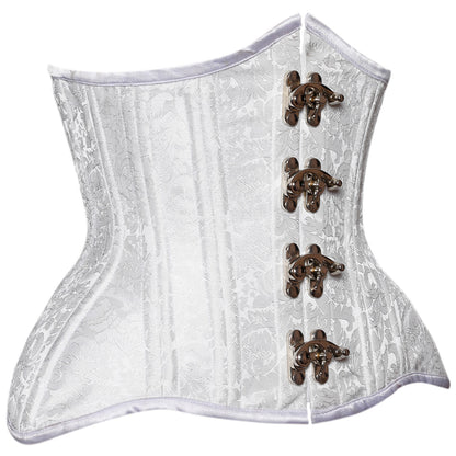 Heidi White Authentic Steel Boned Jacquard Underbust Waist Training Corset - Corset Revolution