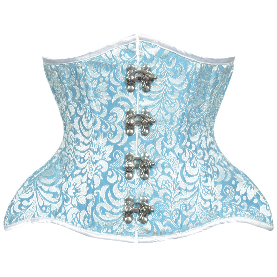 Olina Turquise Authentic Steel Boned Jacquard Underbust Waist Training Corset - Corset Revolution