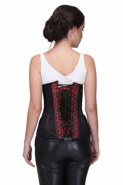 Oralee Red Classy Underbust Satin Corset - Corset Revolution