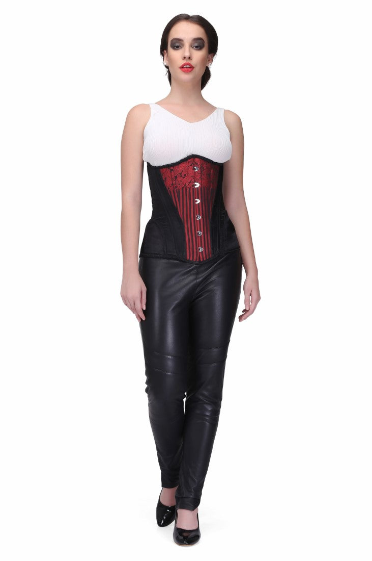 Oralee Red Classy Underbust Satin Corset - Corset Revolution