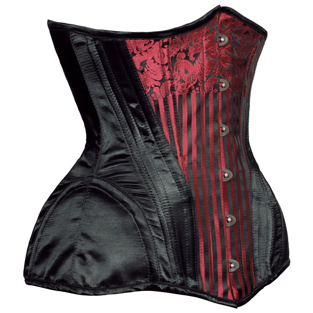 Oralee Red Classy Underbust Satin Corset - Corset Revolution