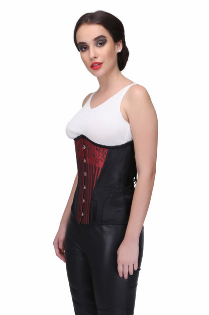 Oralee Red Classy Underbust Satin Corset - Corset Revolution