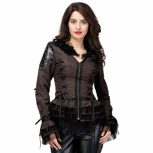 Alfreda Steampunk Stripe Jacket - Corset Revolution