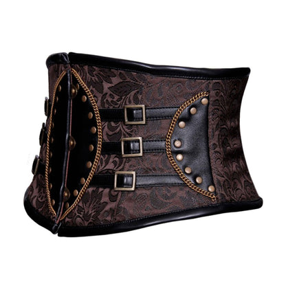 Sanaa Steampunk Corset Belt Coffee Black - Corset Revolution