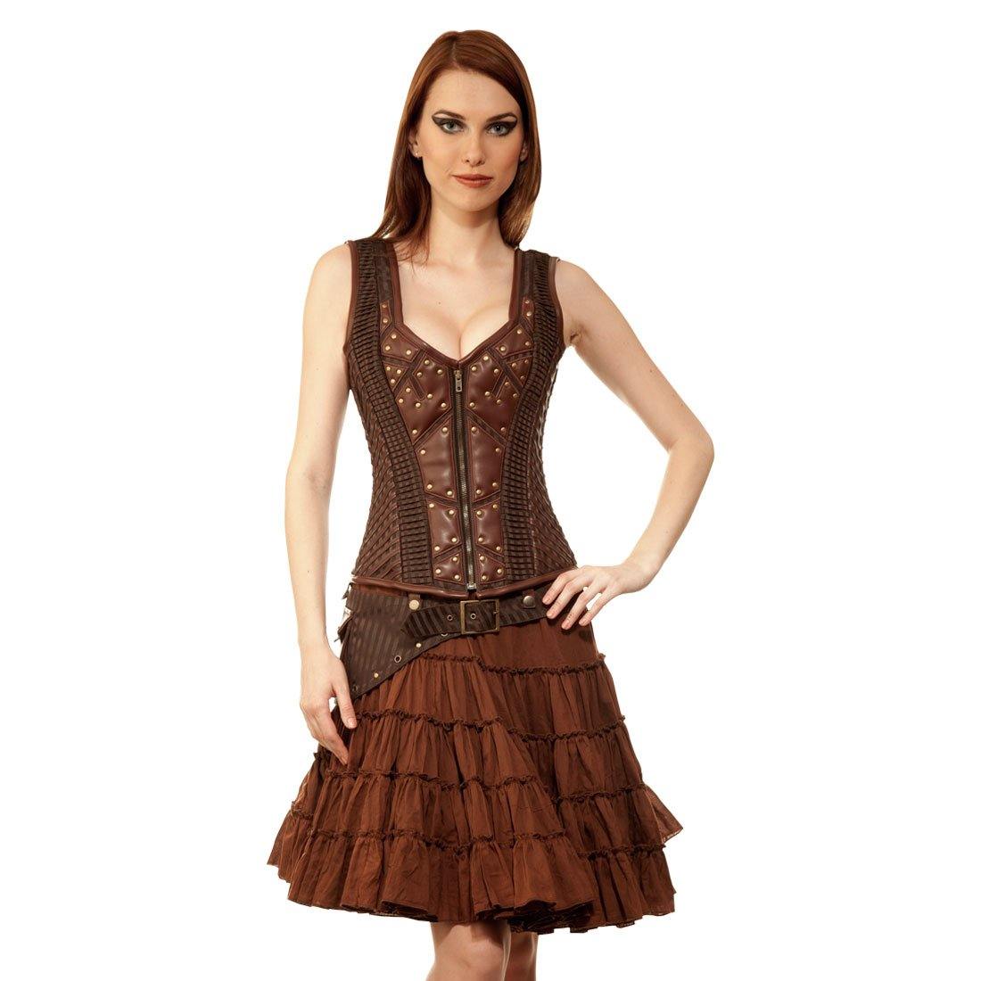 Krystiyan Steampunk Authentic Steel Boned Overbust Corset Dress - Corset Revolution