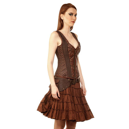 Krystiyan Steampunk Authentic Steel Boned Overbust Corset Dress - Corset Revolution