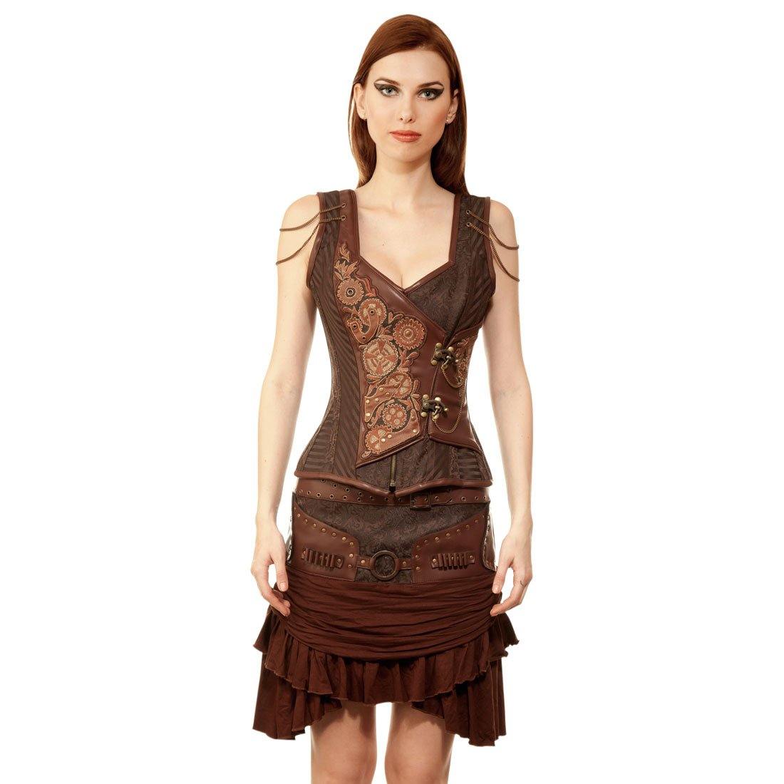 Bamard Couture Steampunk Authentic Steel Boned Overbust Corset Dress - Corset Revolution