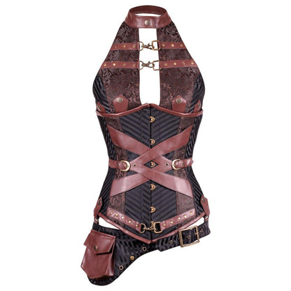 Eunice Steam Punk Underbust Corset with Halter Bustier - Corset Revolution