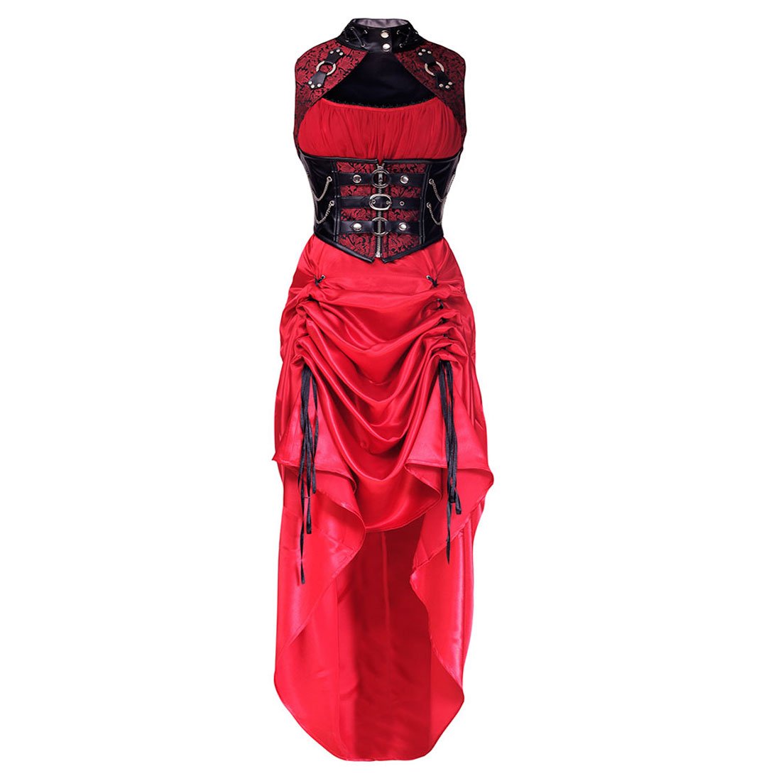 Palmira Red And Black Gothic Dress - Corset Revolution