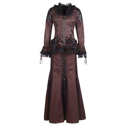 Alex Steampunk Two Piece Long Dress - Corset Revolution