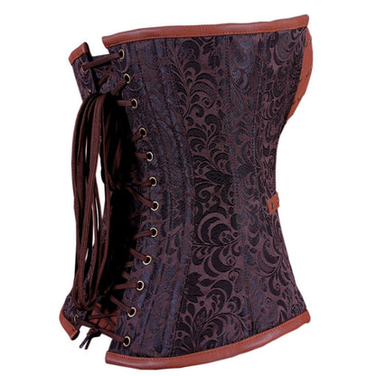 Yesenia Steampunk Overbust Corset Coffee Black - Corset Revolution