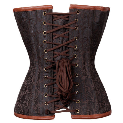 Olalla Steampunk Overbust Corset Coffee Black - Corset Revolution