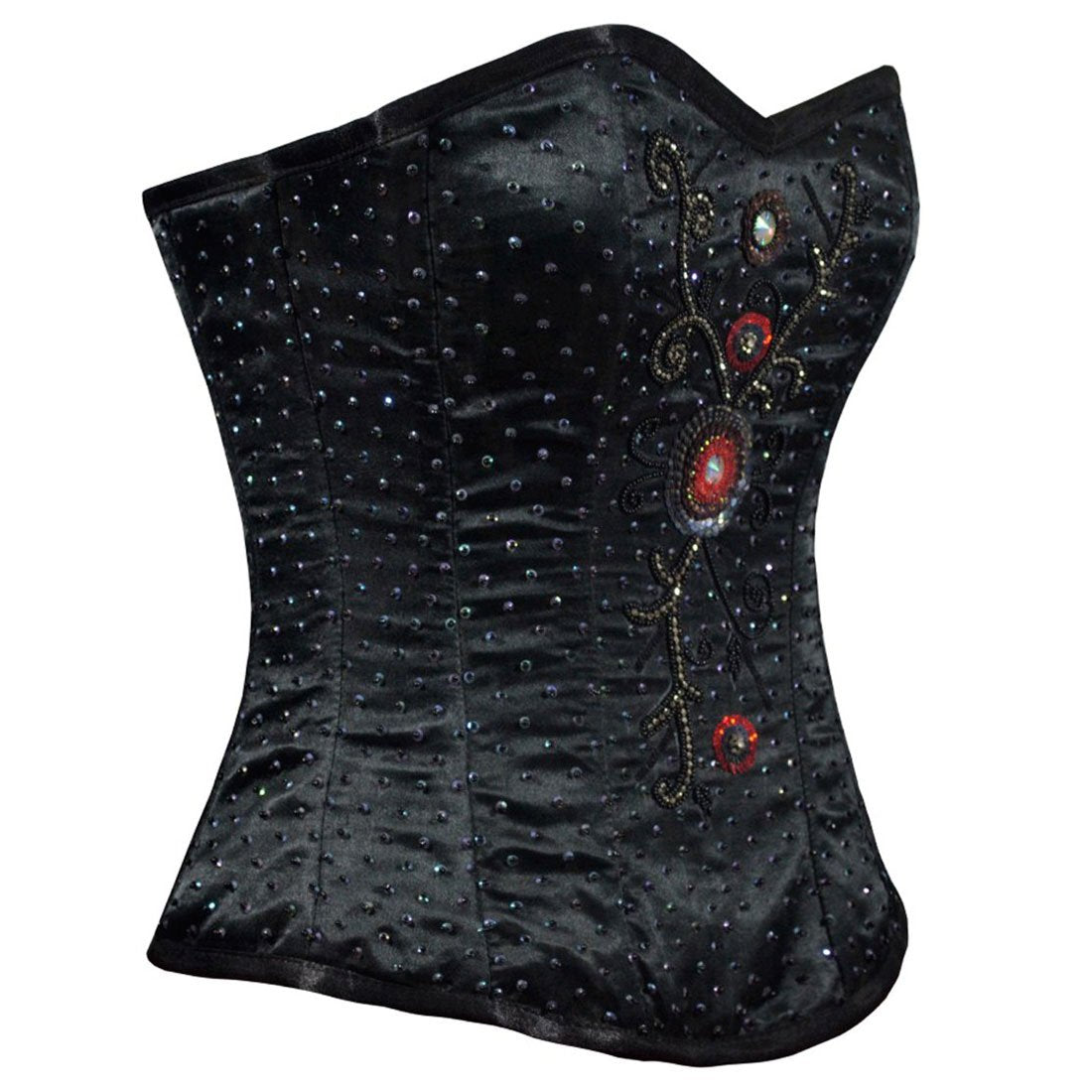 Ruby Front Close Sequined Overbust Corset - Corset Revolution