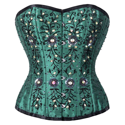 Tanith Silk Beaded Sequined Overbust Corset - Corset Revolution