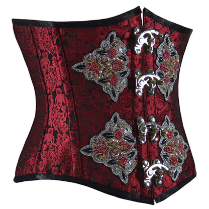 Radella Black Red With Sequined Patch Underbust Corset - Corset Revolution