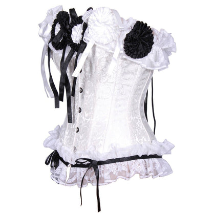 Brocade white Overbust Corset - Corset Revolution