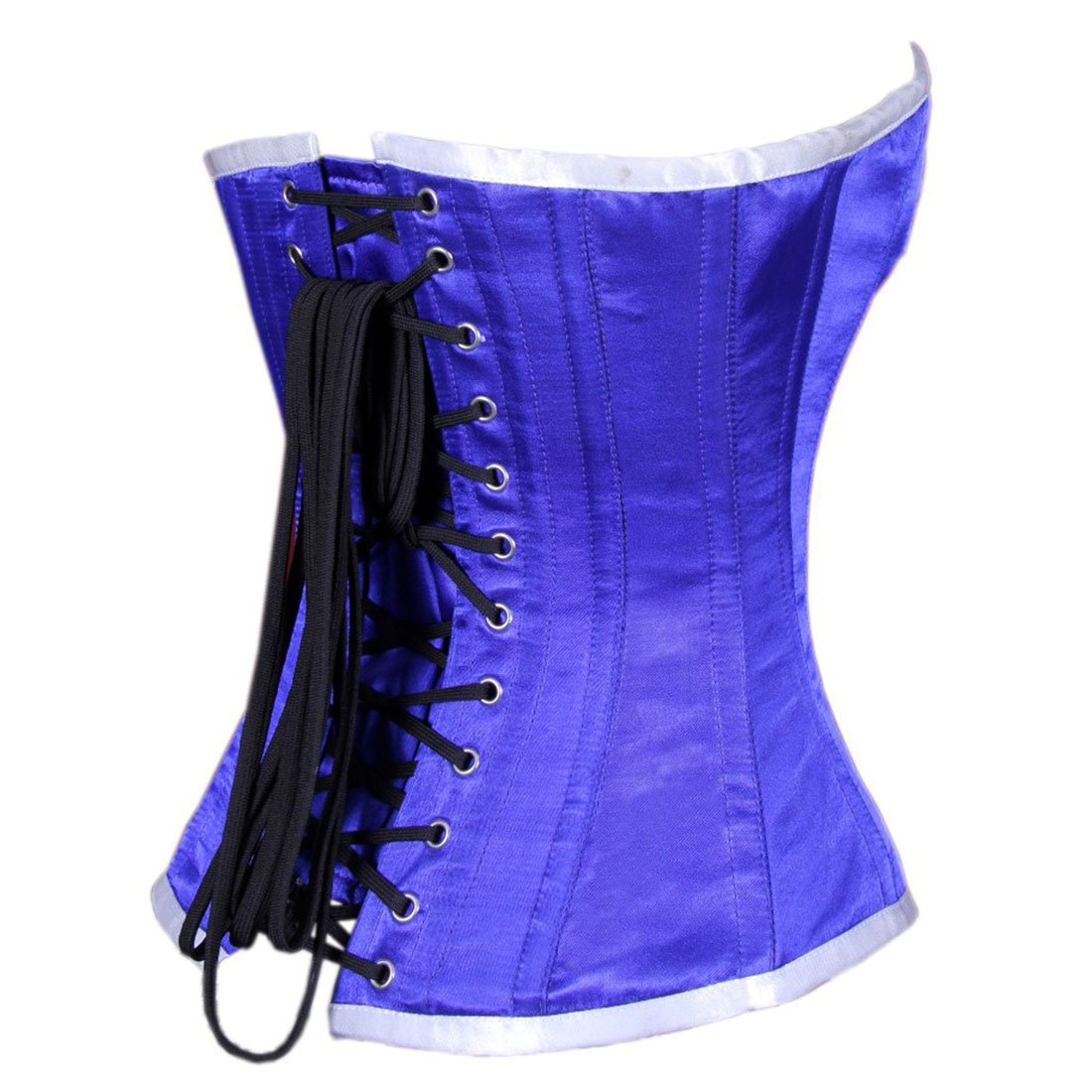 Samom Lycra Net Neck Band Authentic Blue Overbust Corset - Corset Revolution