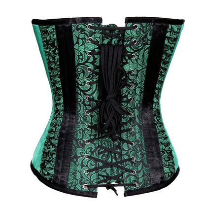 Maaike Authentic Steel Boned Black_Green Overbust Corset - Corset Revolution