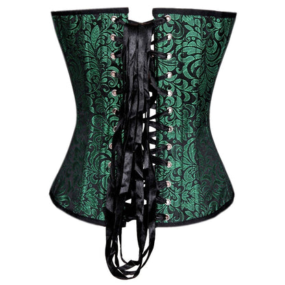 Yadira Acrylic Boned Black_Green Fashion Overbust Corset - Corset Revolution