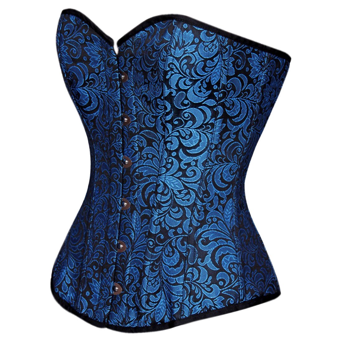 Yadira Acrylic Boned Black Turquoise Fashion Overbust Corset - Corset Revolution