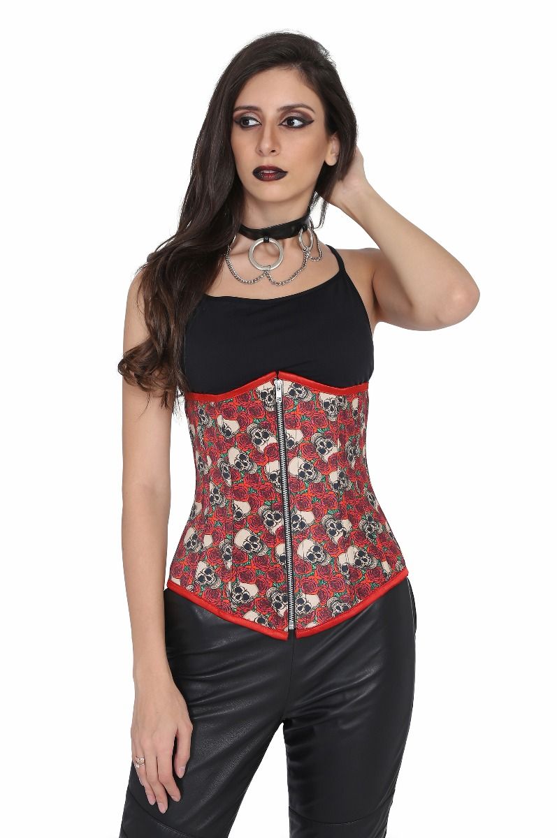 Authentic steel boned printed punkrock underbust corset - Corset Revolution